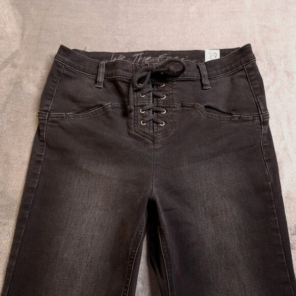 We The Free Womens Lace-Up Boot Cut Jeans 29 Mid Rise Black Denim Stretch - Picture 5 of 8